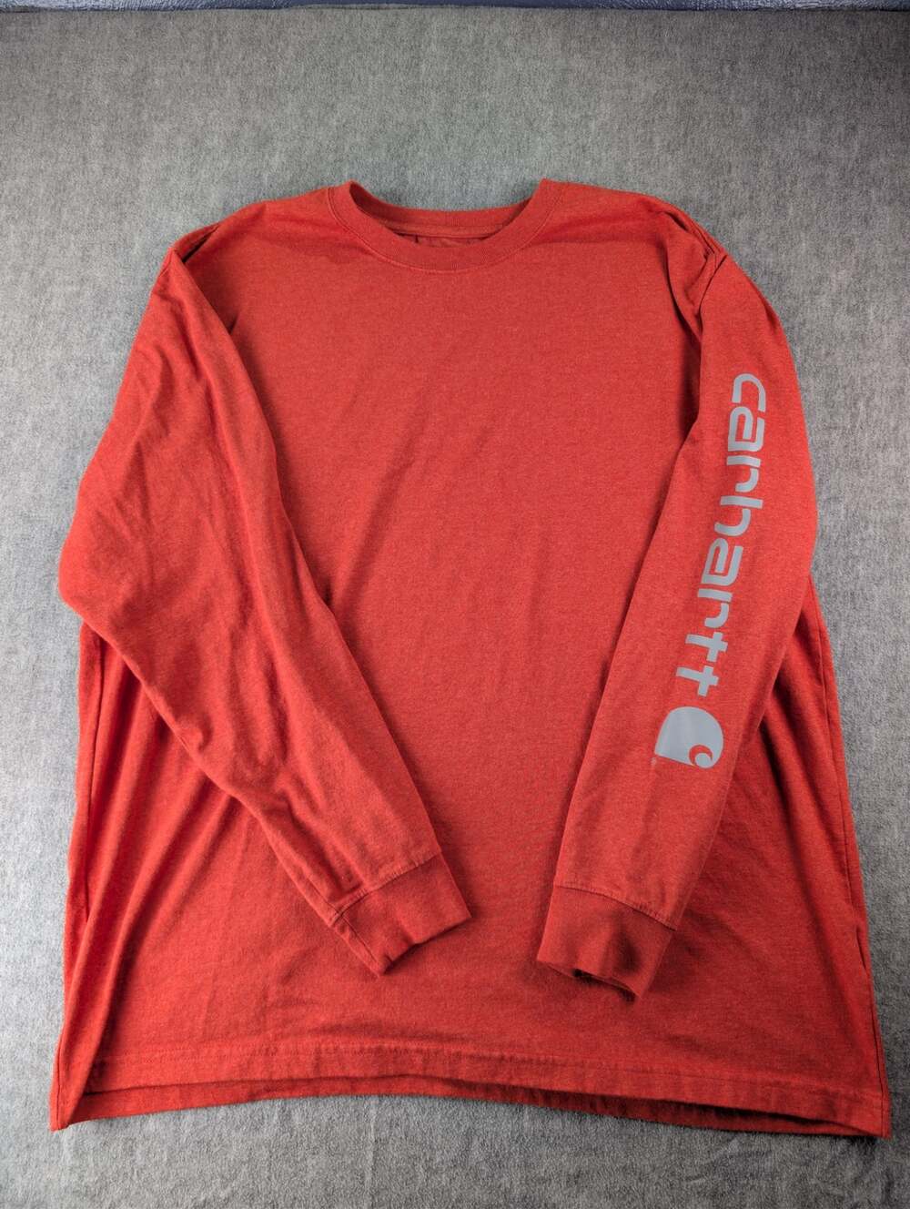 Carhartt Men's XL Red Loose Fit Long Sleeve Sleeve Logo Workwear Shirt
